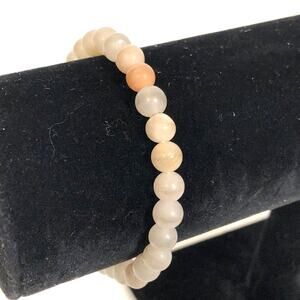 Pink Aventurine Stretch Bracelet Stacking Semi-Precious White Peach Elastic